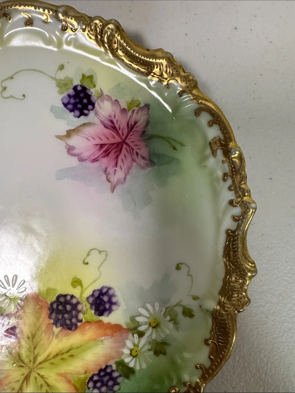 Antique Nippon hand painted Blackberry Porcelain Teapot Stand